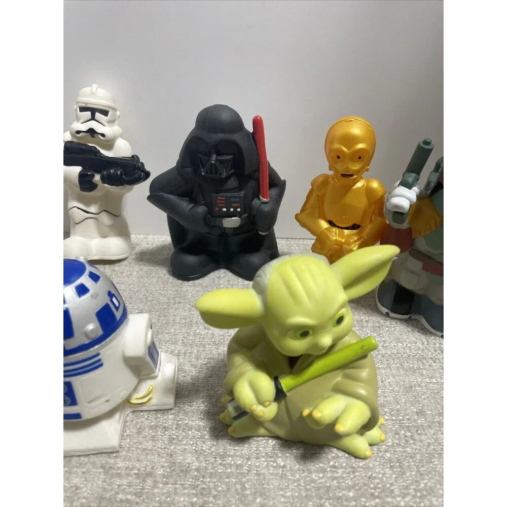 Disney Star Wars Figures Lot Of 8 Squeeze Toys Figures With Case 2008